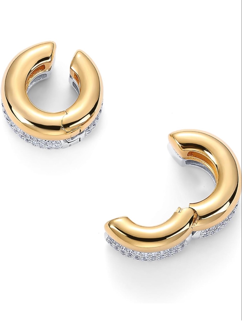 Gold & Silver Pave Huggie Hoop Earrings | Luxe Statement Jewelry